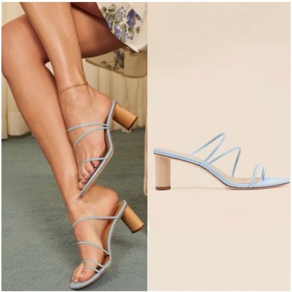 Reformation Rachel Heeled Sandals in Powder Blue Size 7.5 - Picture 1 of 8